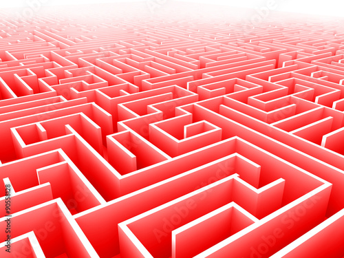 red endless maze 3d illustration