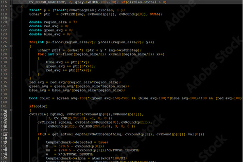 Program code on a dark screen