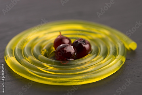 Fototapeta Naklejka Na Ścianę i Meble -  molecular fruit spaghetti with rowan in syrup
