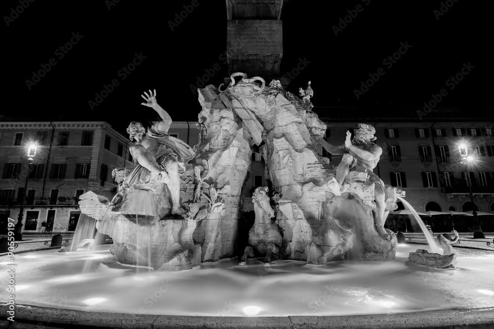 Fototapeta premium Night view, Piazza Navona, Rome. Italy