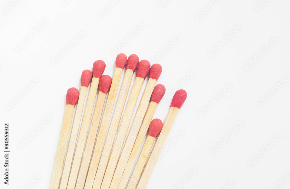 Matches on white background 
