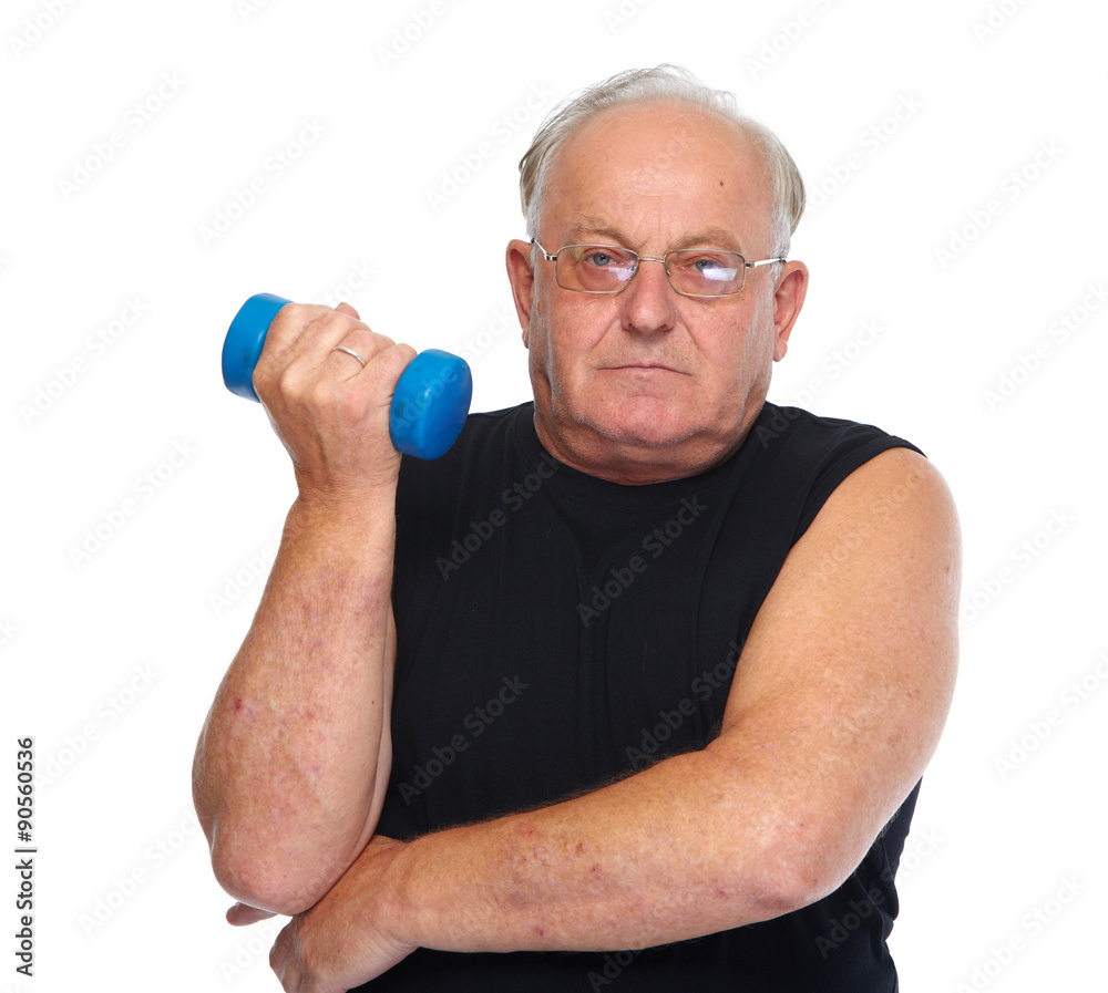 Senior man with dumbbell. Senior man with dumbbell.