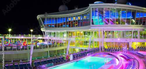 Open pool deck of the luxury cruise ship.