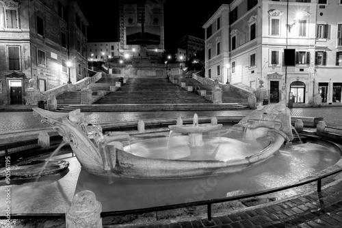 Canvas Print Spanish Steps at night. Rome - Italy.