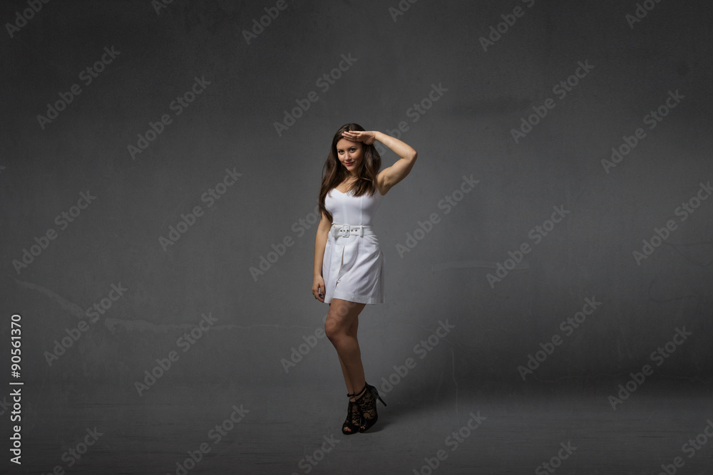 girl in a military saluting