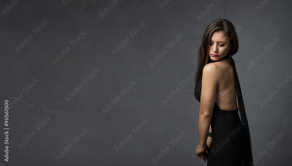 model meditating while looking down model meditating while looking down
