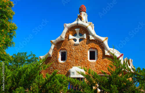 Park Guell is a garden complex with architectural elements in the Gracia district. It was commissioned by Eusebi Guell and designed by Antonio Gaudi, built in 1900-1914. photo