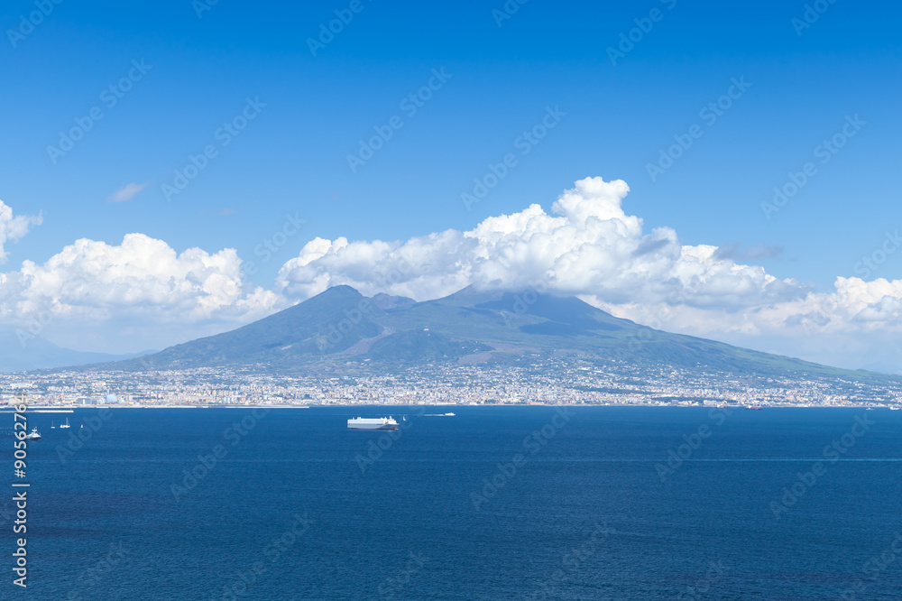 Italian coastal landscape with Mount Vesuvius