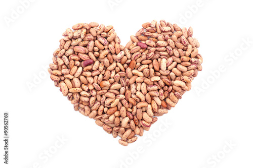 Cranberry beans, or borlotti beans in a heart shape