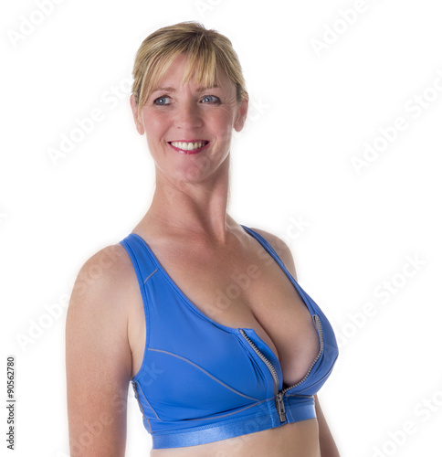 Woman wearing a blue sports bra