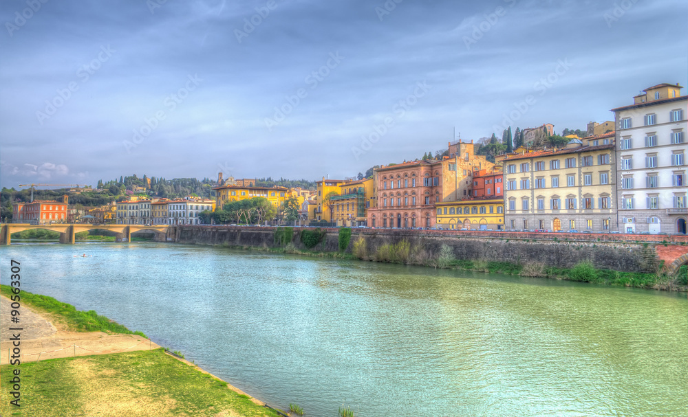 Arno river and old buildings