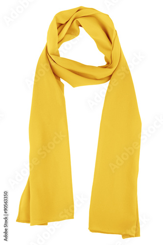 Silk scarf. Yellow silk scarf isolated on white background
