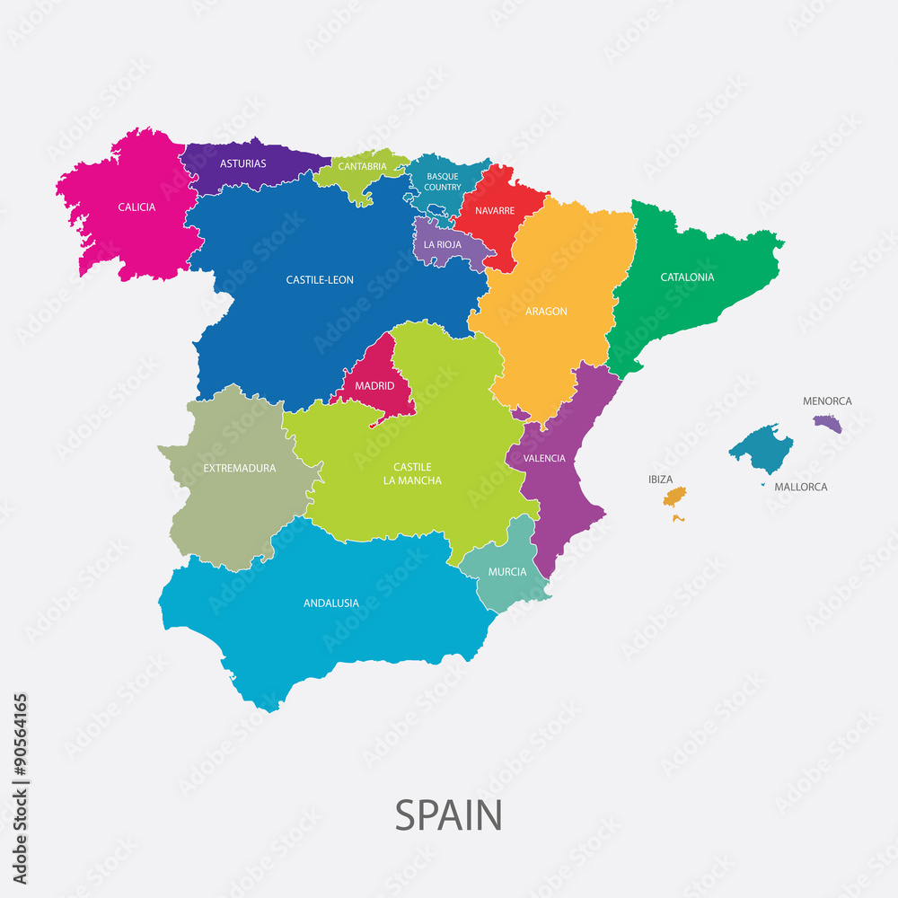 Spain Regions Map Vector