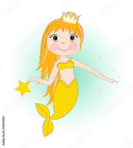 Cute mermaid girl vector background