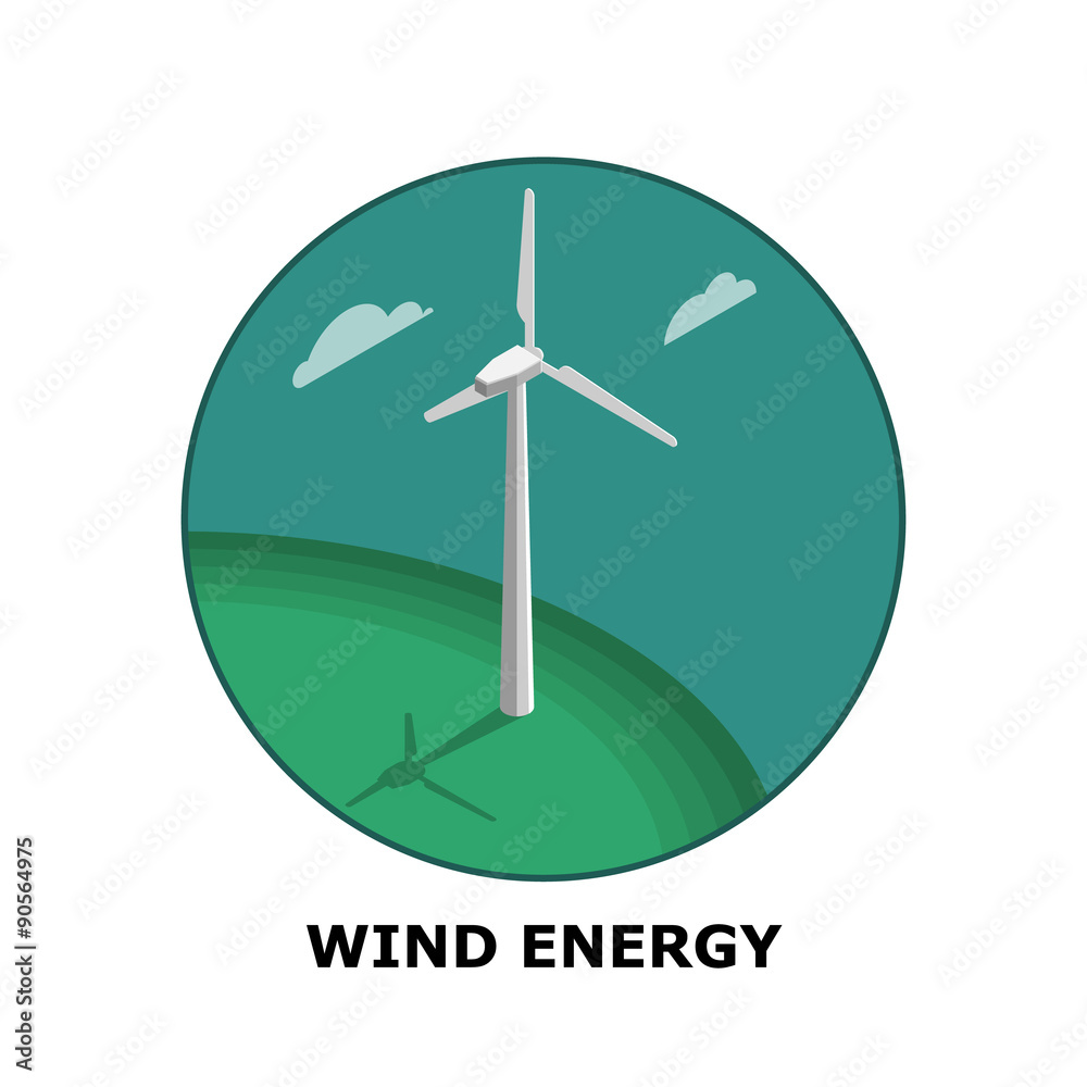 Wind Energy, Renewable Energy Sources - Part 1 (both circle and square version is available in the vector file)