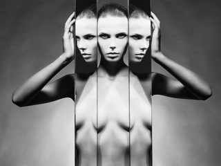 Woman and mirrors