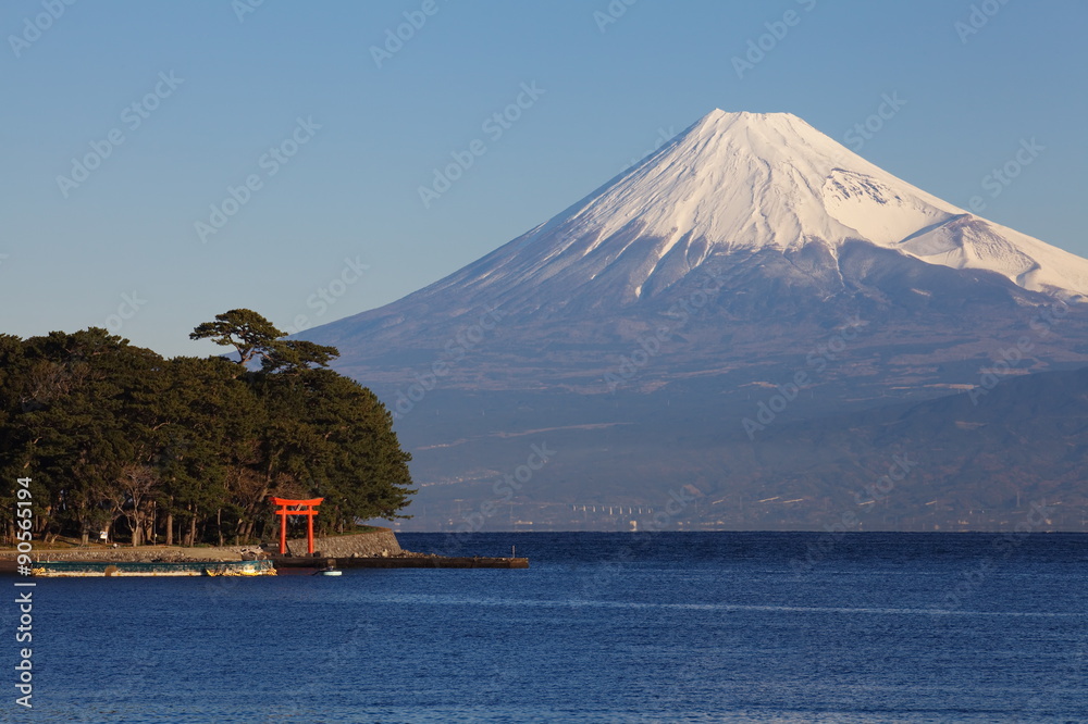 Mountain Fuji and the ocean at Shuzuoka prefecture