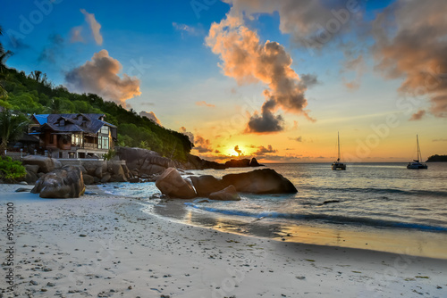 Anse Takamaka - Paradise beach on tropical island Mahé in Seychelles photo