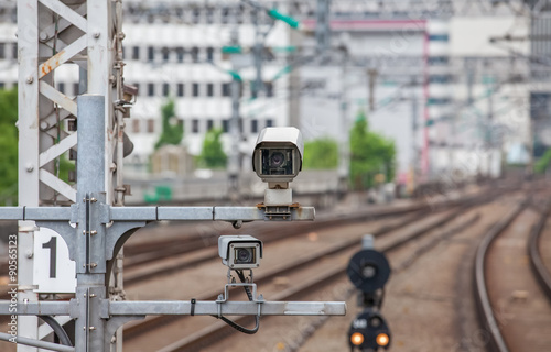 Video camera security system at train station