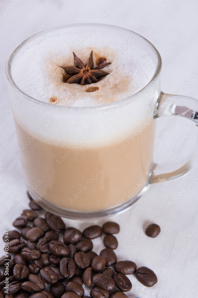 Coffee cup on grunge white wooden background Coffee cup on grunge white wooden background