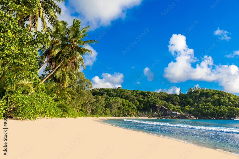Anse Takamaka - Paradise beach on tropical island Mahé in Seychelles