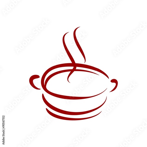 Smokey Soup Bowl Restaurant Line Art