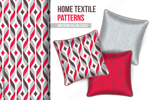 Pattern and set of 3 decorative throw pillows