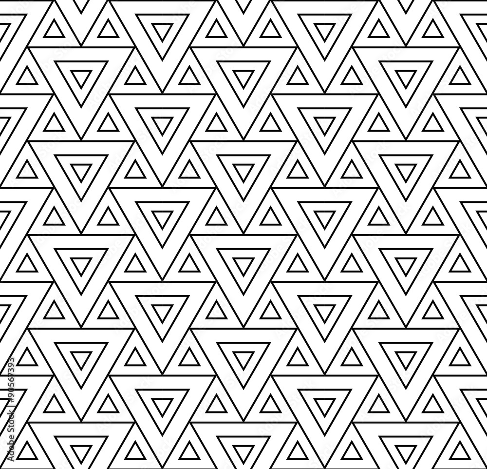 Vector modern seamless pattern triangles ,black and white textile print,stylish  background, abstract texture, monochrome fashion design, bed sheets or pillow  pattern Stock-vektor