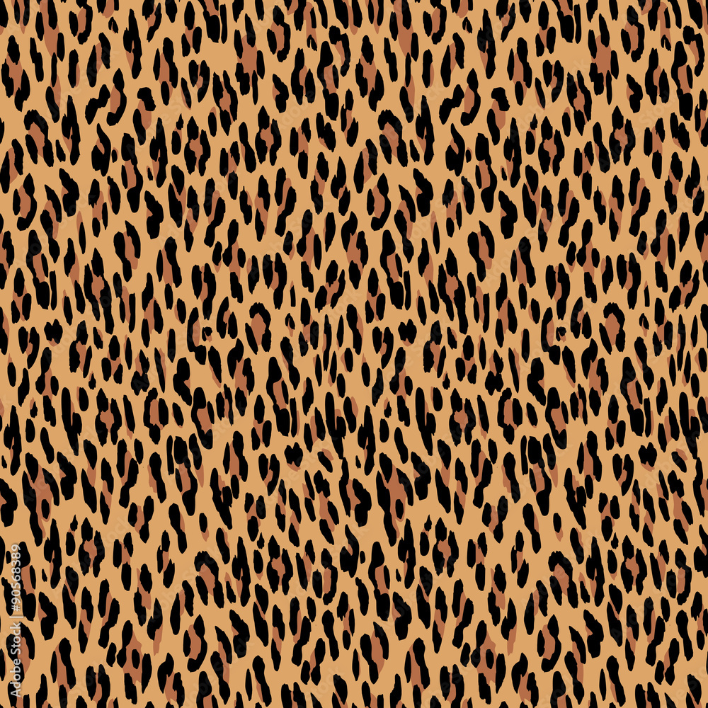 Leopard Print Seamless Pattern. Wild Animal Skin Background With