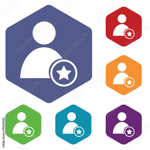 Favorite user icon, hexagon set