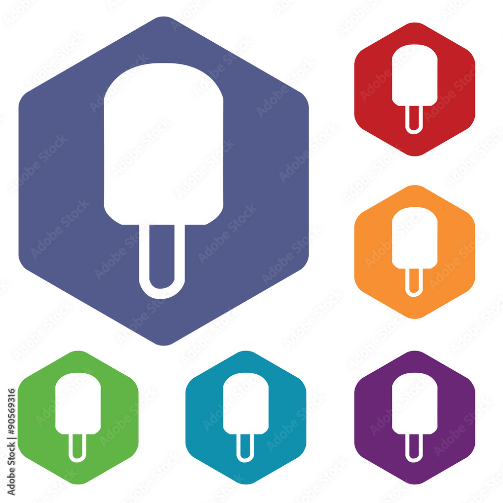 Eskimo icon, colored hexagon set Eskimo icon, colored hexagon set