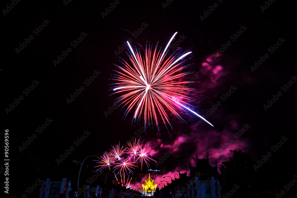 Fireworks at Royal Park Rajapruek, Chiang mai Thailand Fireworks at Royal Park Rajapruek, Chiang mai Thailand