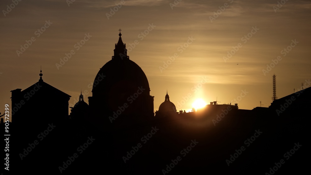 St. Peter's Basilica at dusk, Rome Italy