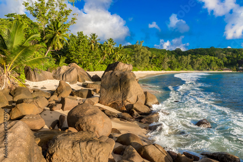 Anse Takamaka - Paradise beach on tropical island Mahé in Seychelles