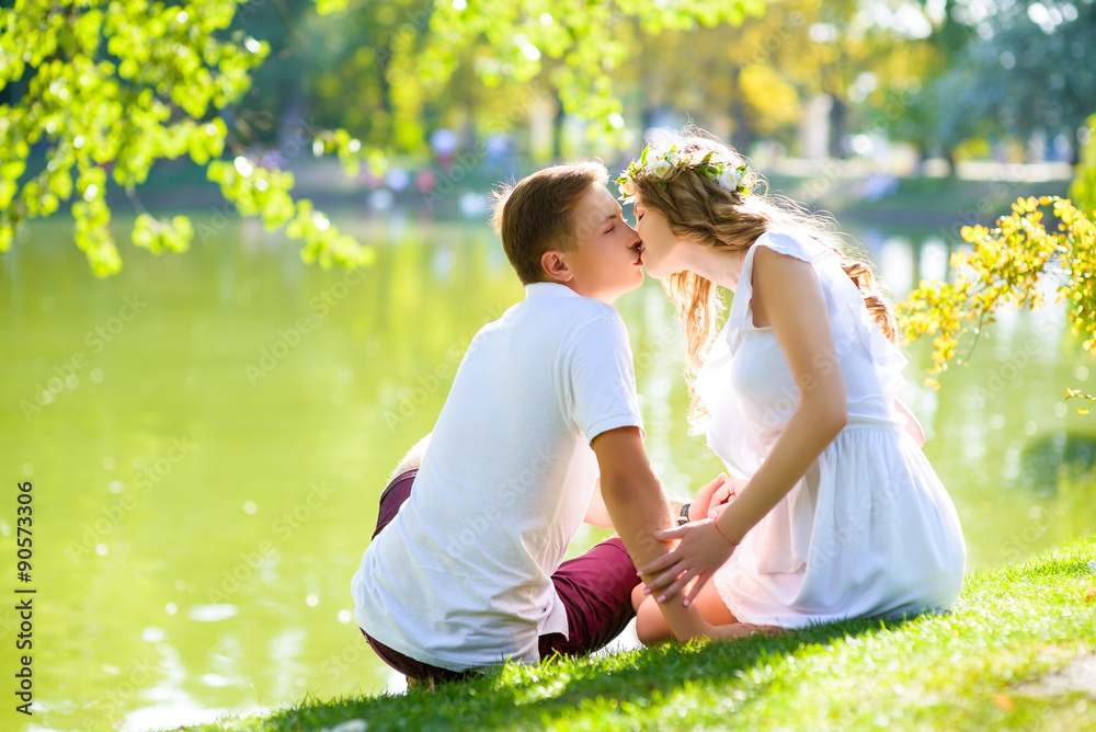 Portrait of beautiful loving couple awaiting baby. Husband and Portrait of beautiful loving couple awaiting baby. Husband and