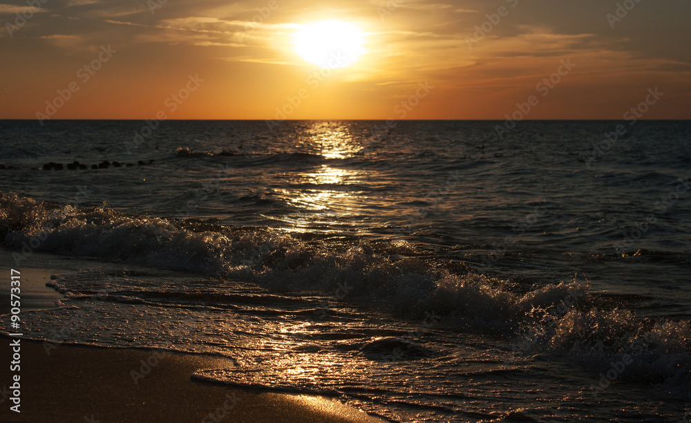 sunset at the sea on autumn