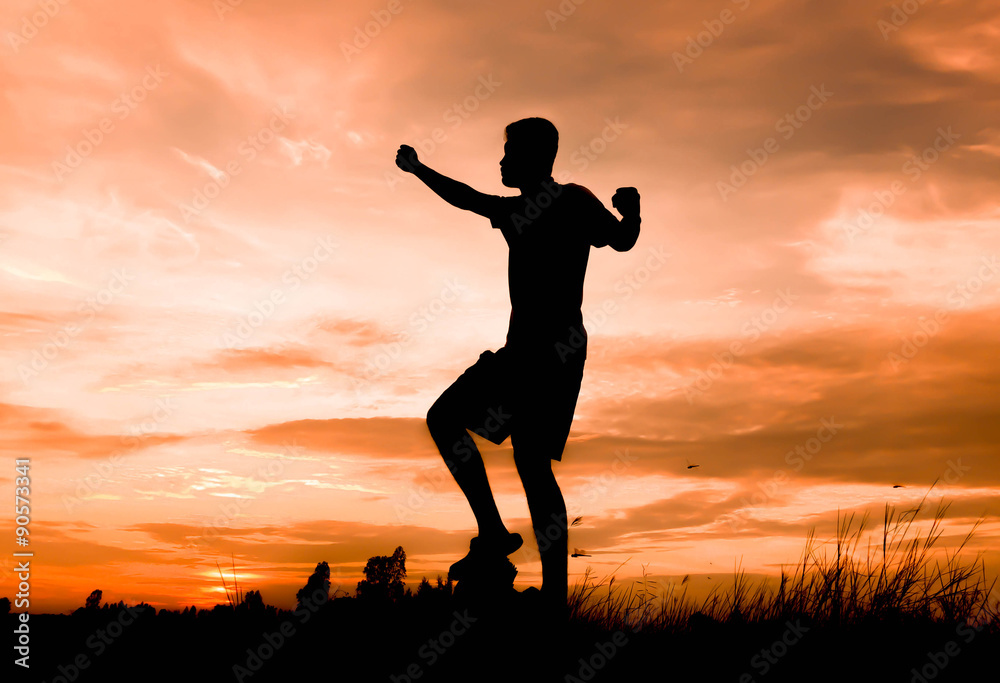 Man silhouette moments success looking for future Man silhouette moments success looking for future