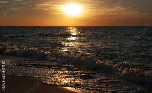 sunset at the sea on autumn