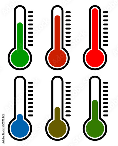 Thermometer set. Vector illustration. Cold, hot temperatures.