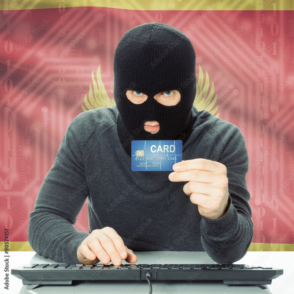 Concept of cybercrime with national flag on background - Montene Concept of cybercrime with national flag on background - Montene