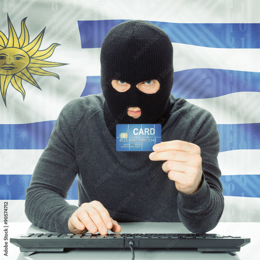 Concept of cybercrime with national flag on background - Uruguay Concept of cybercrime with national flag on background - Uruguay