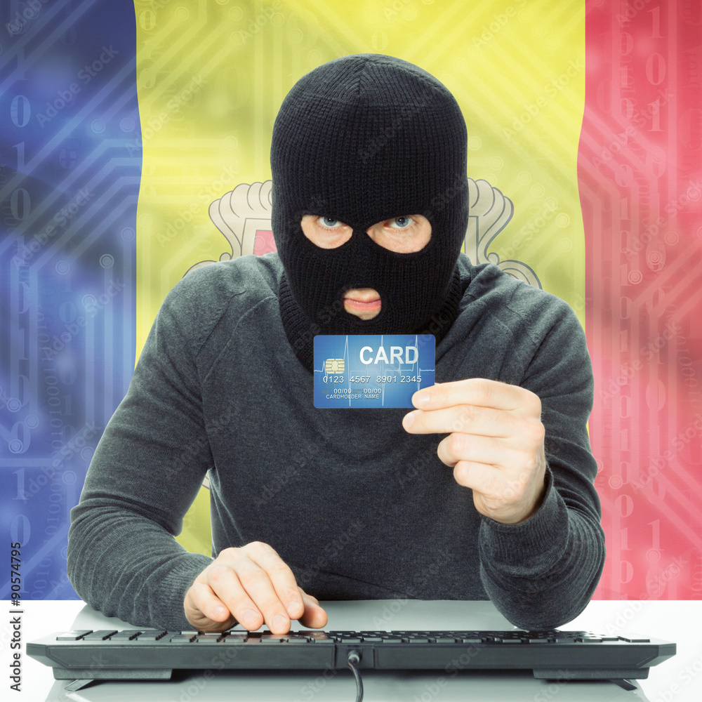 Concept of cybercrime with national flag on background - Andorra Concept of cybercrime with national flag on background - Andorra