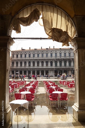 ITALY, VENICE - September 7: St. Mark's square restaurant is rea photo