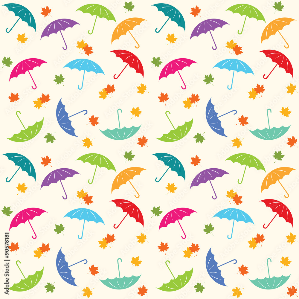 Fototapeta premium Seamless pattern with umbrellas 