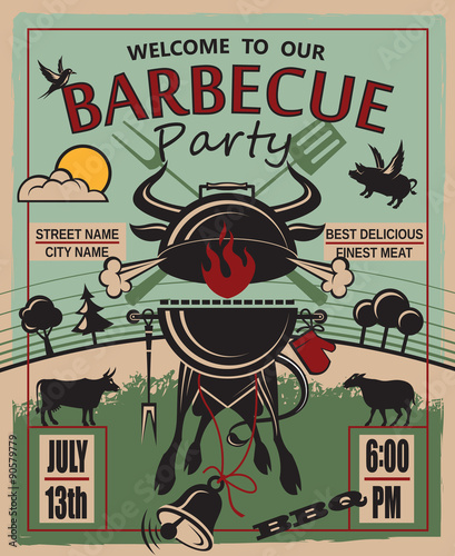 design of invitation card on barbecue party