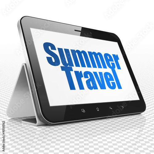 Travel concept: Tablet Computer with Summer Travel on display