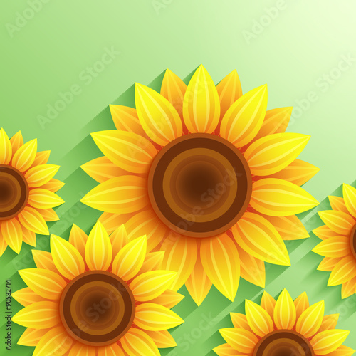 Nature modern background with 3d sunflower