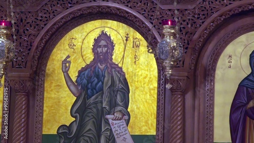 The inside of a Greek Orthodox Church - Interior design and architecture of Greek church