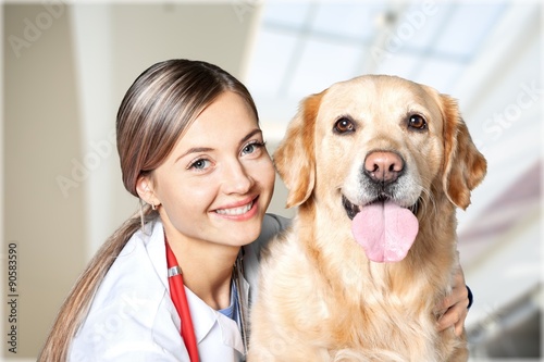 Veterinarian with dog.