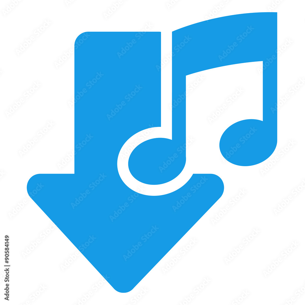 Icono aislado descargar musica azul